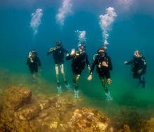 Gozo scuba diving - open water course, school group.